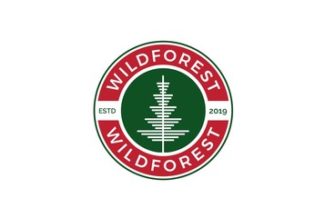 Minimalist modern spruce tree line art logo design vector graphic