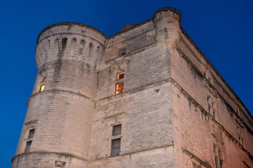 Fototapeta na wymiar gordes tower detail in the old town by night Vaucluse Provence-Alpes-Cote-d'Azur France