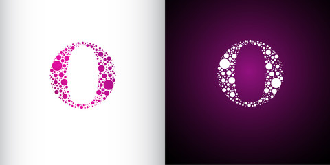 Abstract image of the letter O , consisting of dots. Letter O from the particles. Alphabet logotype. Vector illustration. Logo design template