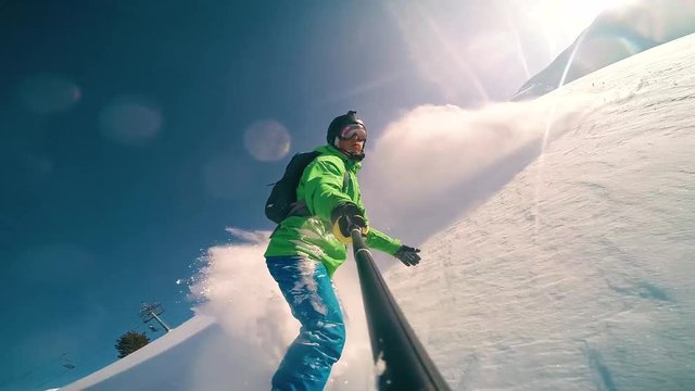snowboard slow motion snow go pro powder snow