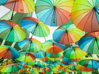 Fototapeta na wymiar Color umbrella in summer season