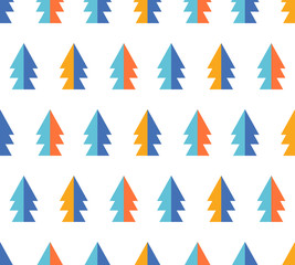 Abstract seamless pattern geometric forest. Simple minimalist trees. Scandinavian style Huge. Cartoon Winter. Stylized modern trees. Christmas and new year background. Christmas trees. Flat