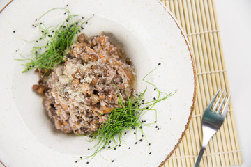 risotto with bacon and spices