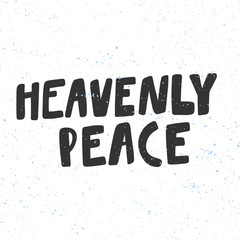 Heavenly peace. Christmas and happy New Year vector hand drawn illustration banner with cartoon comic lettering. 
