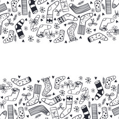 Christmas background, hand drawn elements. Ideal for web site, web page, flyer, poster or advert. Monochrome.