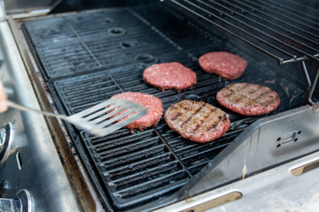 Grilling Hamburgers outside