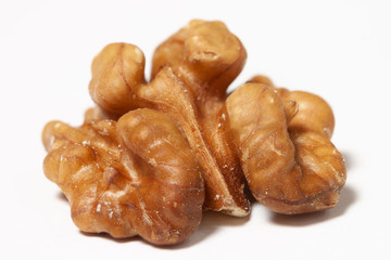 Walnut cleaned maro closeup peeled white background