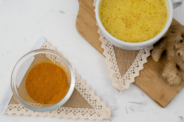turmeric drink,golden milk with fresh ginger