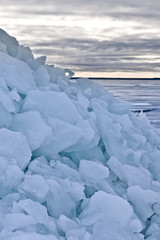Ice hummocks on the shore of the Baltic Sea