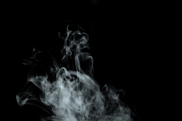 Abstract powder or smoke effect isolated on black background,Out of focus