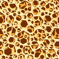 Seamless background with hexagons holes on sheet layers.