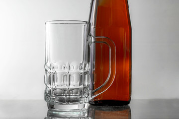 Beer and glasses for beer Gray white background