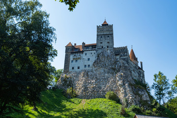 Castle Bran in Romania, Vlad Dracula house, landscape with medieval tower - 301362513