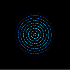 Blue centric circles icon. Biometric security, thumbprint, Fingerprint, finger scanner. Innovate tech, vector illustration.