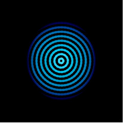 Blue centric circles icon. Biometric security, thumbprint, Fingerprint, finger scanner. Innovate tech, vector illustration.