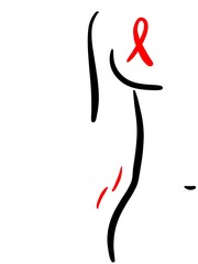 AIDS day. HIV. icon human body and red ribbon