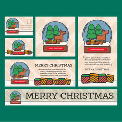 Fototapeta premium Set of merry christmas modern promotion web banner for social media mobile apps