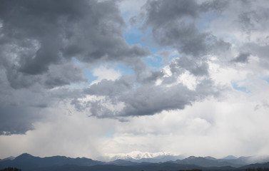 blue sky and clouds over the mountains