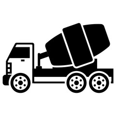 Construction Machinery Concept Design, Transit concrete mixer Truck Vector Icon