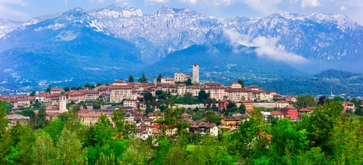 Gardinen Beauatiful mountain village Feltre in Dolomite Alps, Belluno province, Italy © Freesurf