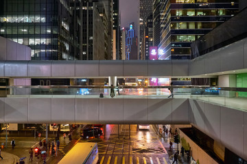skywalk in the central district of Hongkong, China