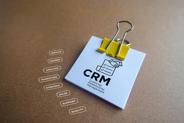 CRM - Customer Relationship Managament - icon with keywords