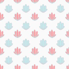 Seamless pattern Of Colorful Geometric Floral Elements.