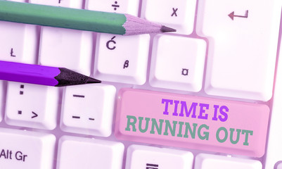 Conceptual hand writing showing Time Is Running Out. Concept meaning Deadline is approaching...
