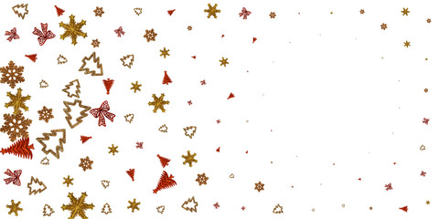 Xmas golden Card. Christmas decoration isolated on white. New Years Party background. Banner mock up for display of product or design content