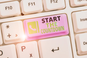 Conceptual hand writing showing Start The Countdown. Concept meaning Sequence of Backward Counting to Set the Timer