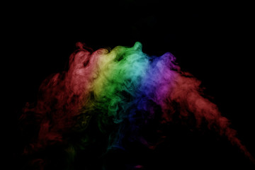Abstract smoke isolated on black background,Rainbow powder