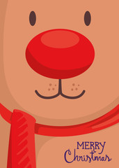 merry christmas poster with face reindeer r vector illustration design