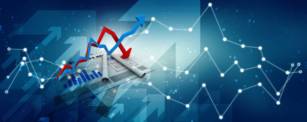 3d illustration inflation and deflation graph