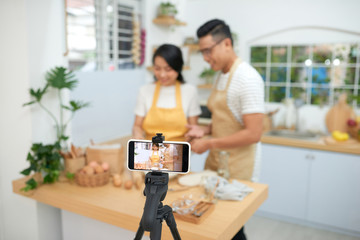 Couple making dough together, baking and cooking concept rustic style photo for cook book and cook blog