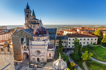 Beautiful architecture of the Basilica of Santa Maria Maggiore in Bergamo, Italy - obrazy, fototapety, plakaty