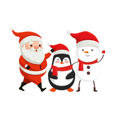 santa claus with characters of merry christmas design