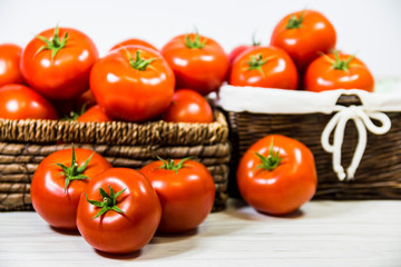 tomatoes in a rattan basket