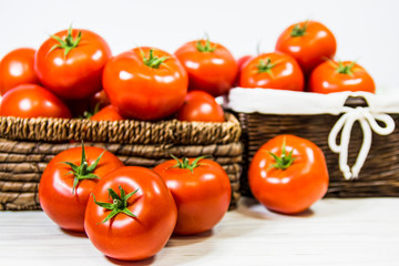 tomatoes in a rattan basket