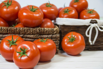 tomatoes in a rattan basket