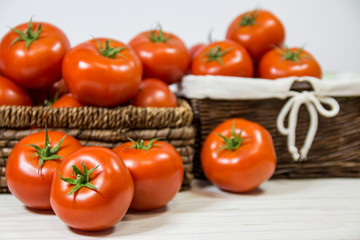 tomatoes in a rattan basket
