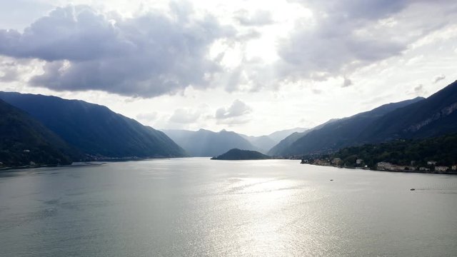 Aerial Time Lapse In Motion Or Hyperlapse General View Of Lake Como, Italy