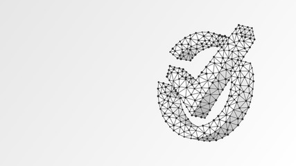 A checkmark in the circle box. Abstract digital wireframe low poly mesh, polygonal Raster white origami 3d illustration. Success, business agreement, ok sign, approval concept. Line, dot