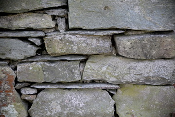 Close up detail of traditional old dry stone wall, in grey, ideal for abstract background