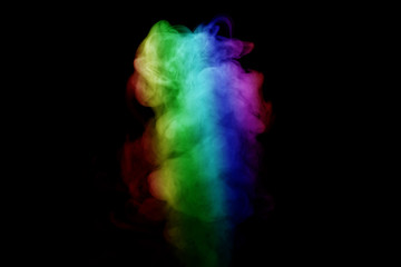 Abstract smoke isolated on black background,Rainbow powder