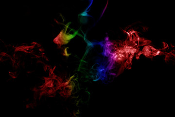 Abstract smoke isolated on black background,Rainbow powder
