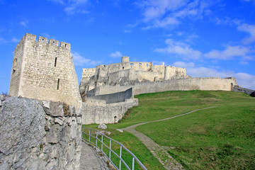 Spis Castle, Spissky hrad, in Slovakia, one of the biggest castles in Europe. Sunny landscape.