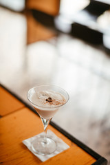 Coffee cocktail.  Alcoholic cocktail on bar counter.