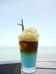 Iced coffee with whipped cream