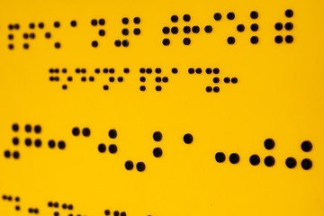 Pharmacy Triol No. 2. Schedule from 7.30 a.m. to 8.30 p.m. Close up of braille Code. Yellow...