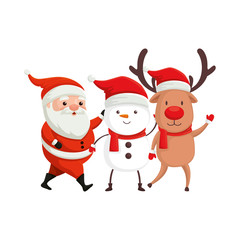 reindeer with characters of merry christmas vector illustration design